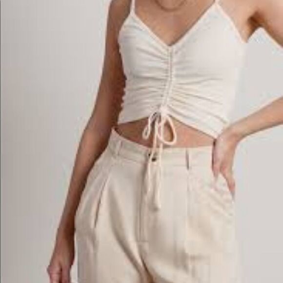 VERO MODA Polly Ruched Strap Satin Crop Top - Picture 1 of 5